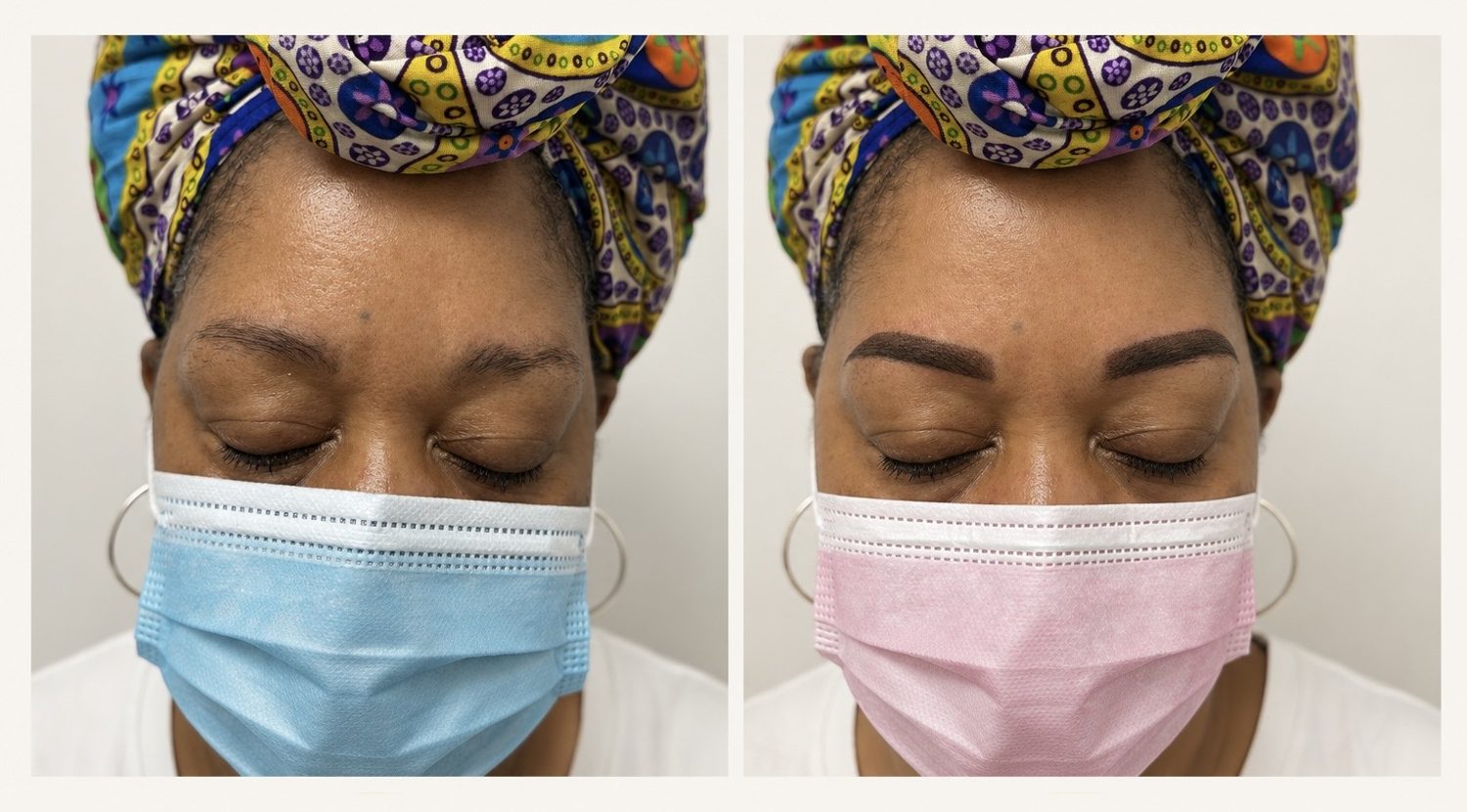 Before and after permanent brows