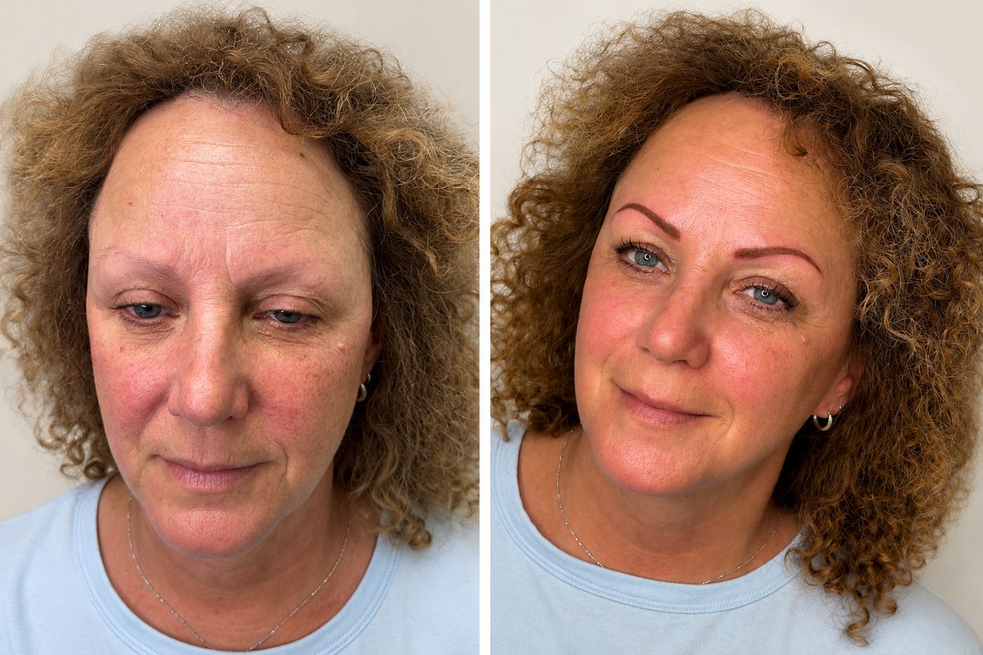 Before and after natural permanent brows